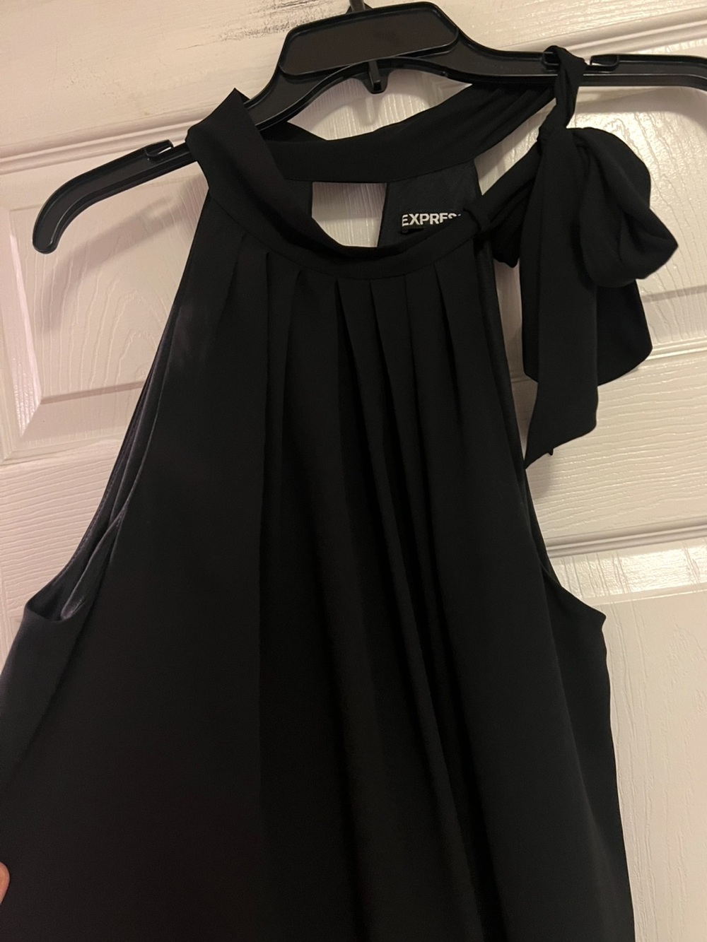 Express Black Pleated Halter Top with Side Neck Tie- Size Medium - Picture 2 of 9
